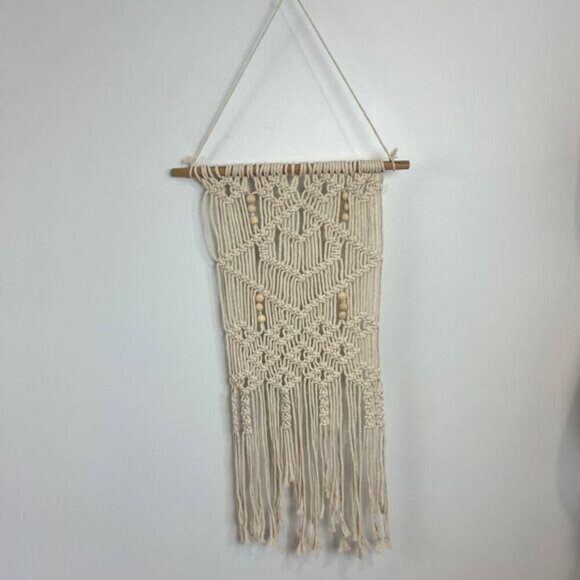 Vintage Hand Woven Macrame BOHO Fringed Wall Tapestry Hanging Decor - Picture 3 of 7